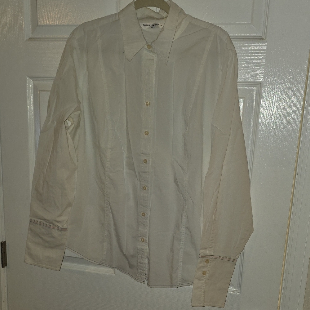 Tommy Hilfiger Women's Cream Button-Down Shirt